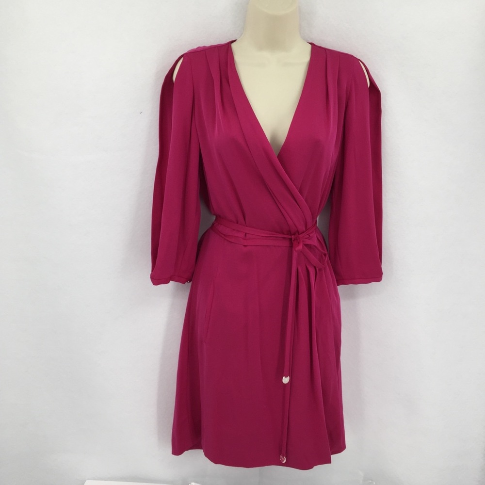 DVF Autumn Pink Dahlia wrap dress new split new 6
